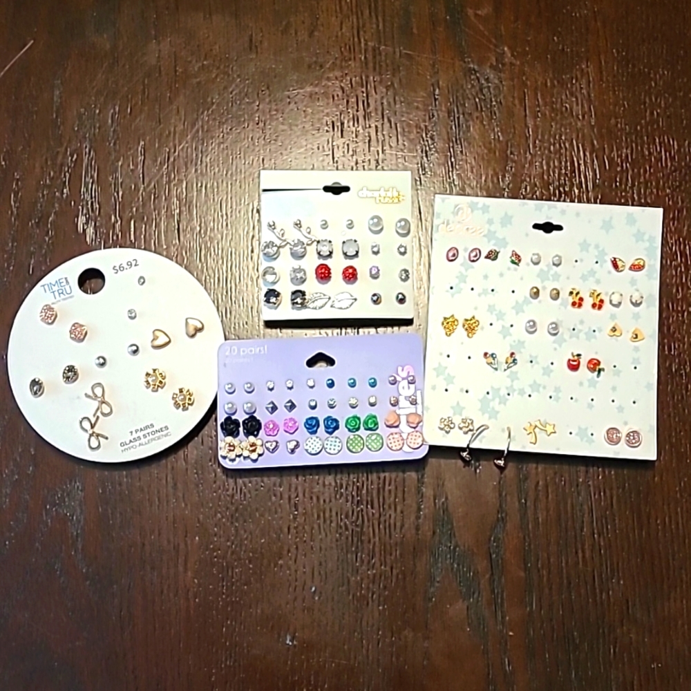 HUGE Earring Bundle of New with tags studs earrings Claire's decree Time and Tru